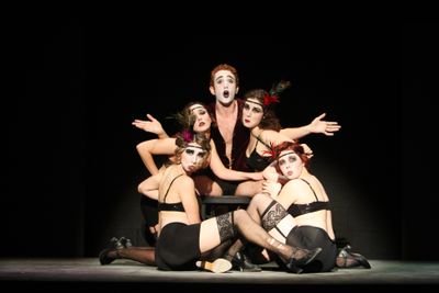 Dramatic ensemble pose from Cabaret